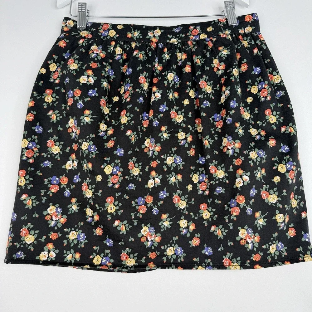 Vintage Pepe Jeans wrap Mini Skirt Floral print Black & Multicolor SZ-M